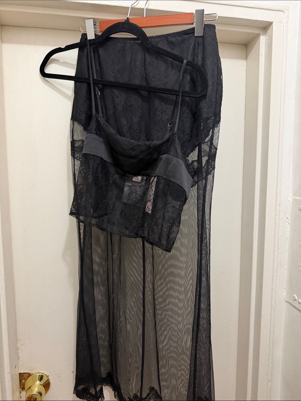 Victoria's Secret Black Lace & Mesh Maxi Chemise
